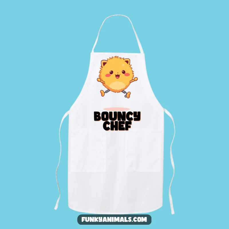 Funny Fuzzy Orange Creature Apron - Kitchen Bouncing Fun Wear!