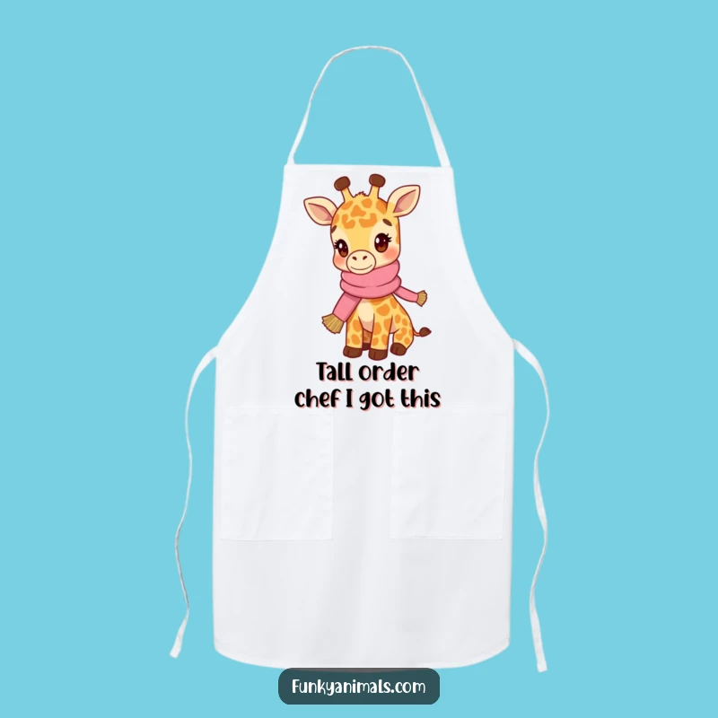 Funny Hip Giraffe Cub Apron: Kitchen Style & Scarf - Chef's Funny Gift
