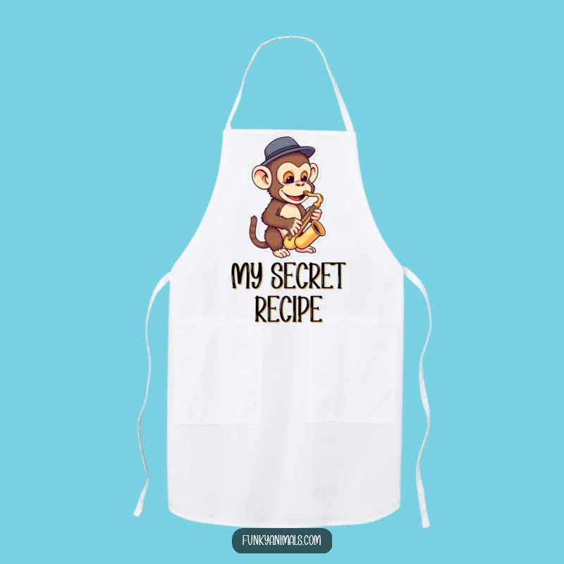Funny Monkey Sax Apron: Funky Fedora Player, Hilarious Cooking Ape Gift