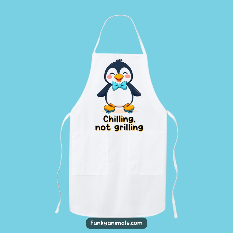 Funny Penguin Skater Apron, Goofy Kitchen Fun Gift