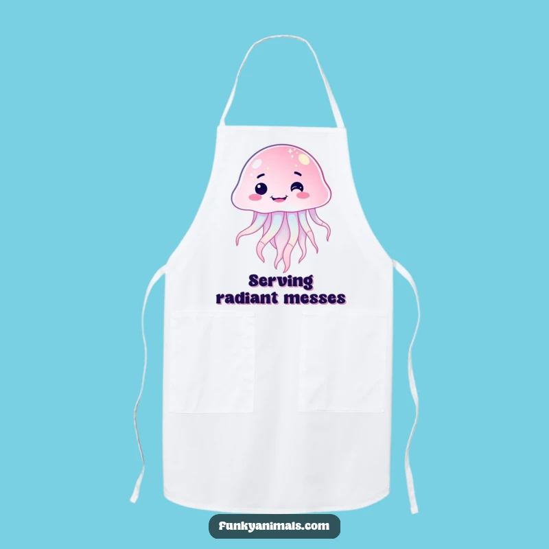 Funny Sparkling Jellyfish Goofy Grin Apron: Cook Up Laughs in the Kitchen
