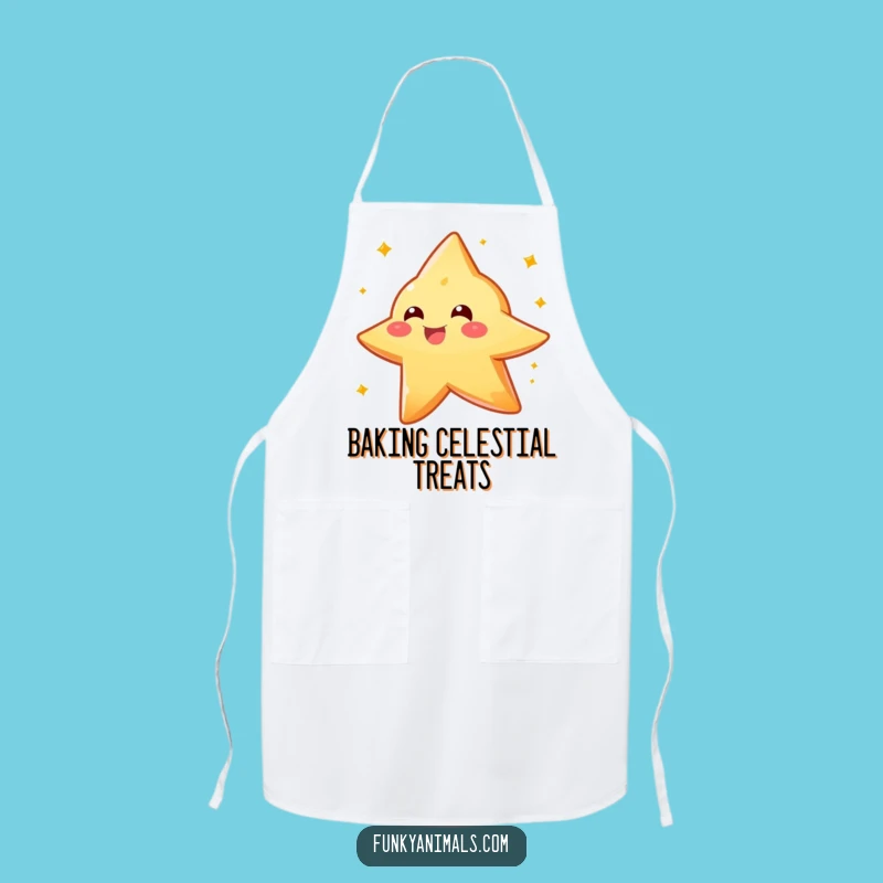 Funny Star Creature Apron: Sparkly Orange Spin, Celestial Kitchen Humor Gift