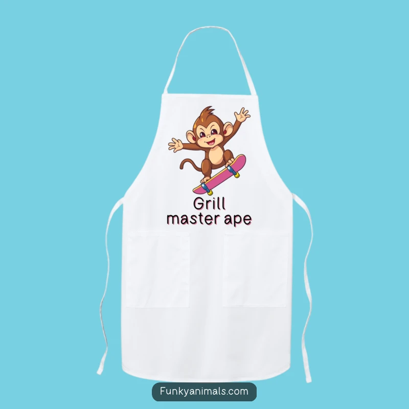 Funny Monkey Skateboard Trick Apron - Hilarious Kitchen Fun for the Bold