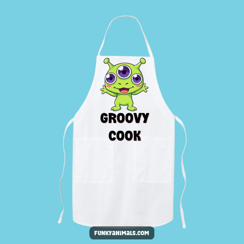 Funny Green Alien Boogie Apron - Kitchen Creature's Dance Party!