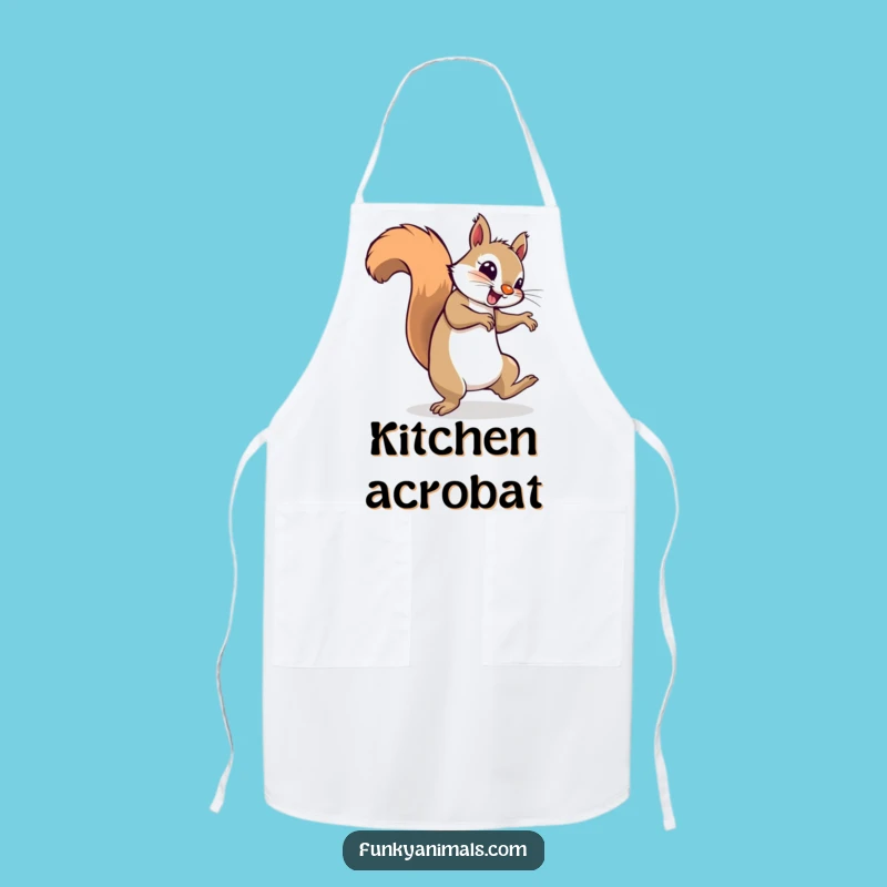 Funny Breakdancing Squirrel Apron: Cook Up Fun with Groovy Flair!