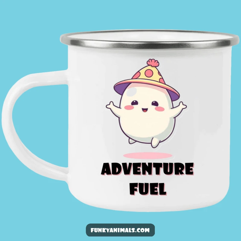 Durable Funny Blob Creature Camping Mug: Abstract Art, Funky Hat Adventure Mug, Gift