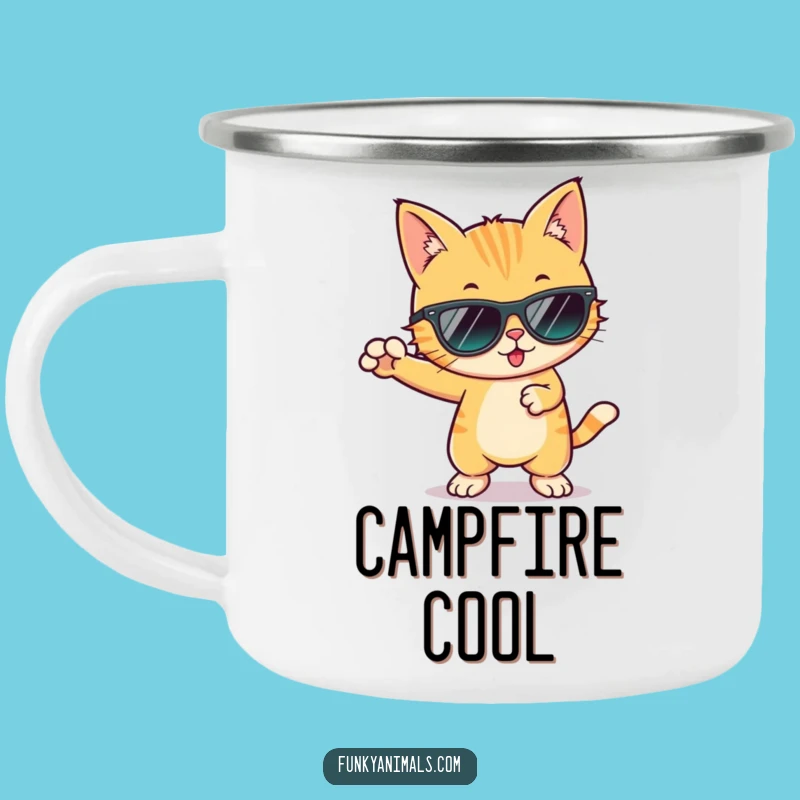 Funny Cool Cat Groovy Camping Mug: Adventure Fuel with Funky Style!