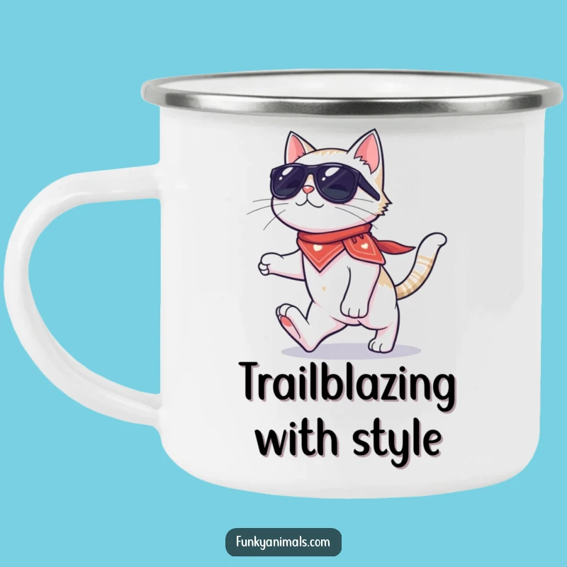 Funny Cat Moonwalk Camping Mug: Cool Sunglasses Cat, Hilarious Outdoor Dancer Gift