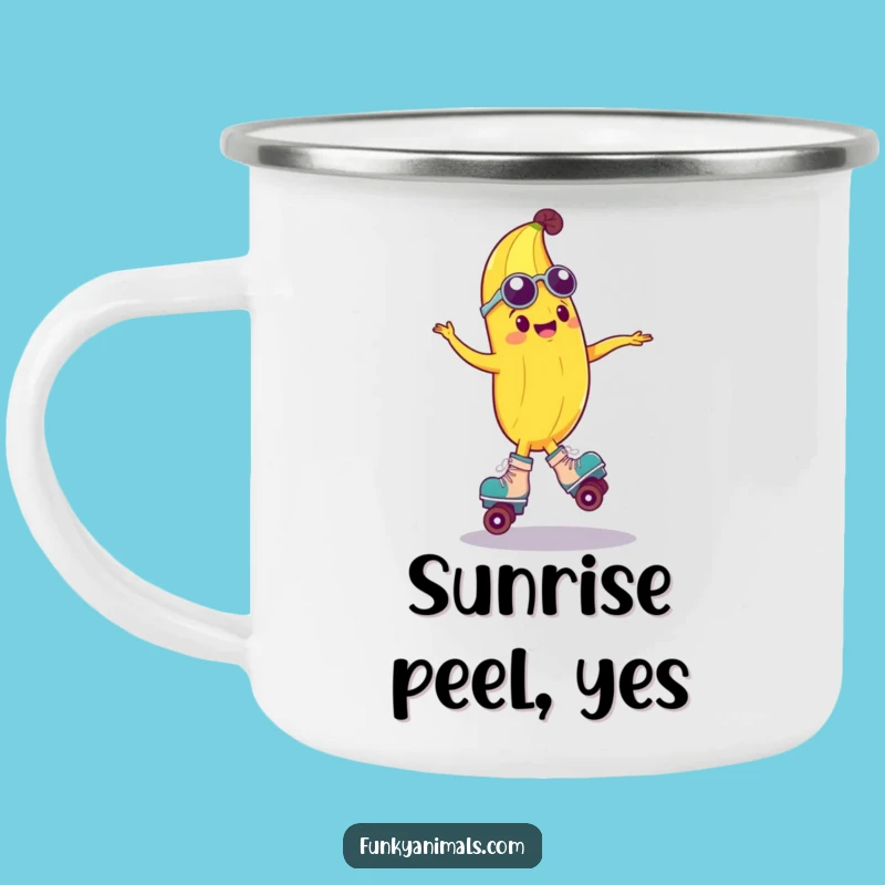 Funny Groovy Banana Roller Skate Camping Mug - Adventure & Laughs Outdoors