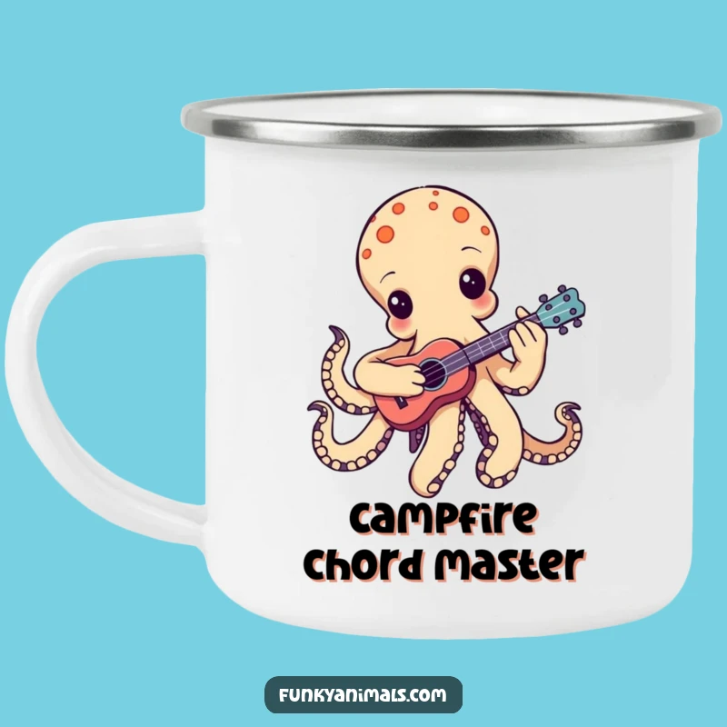 Funny Groovy Octopus Ukulele Camping Mug: Adventure with Musical Vibes