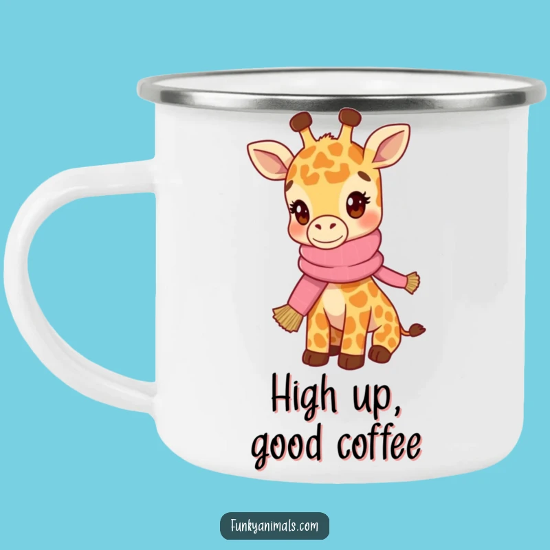 Funny Hip Giraffe Cub Camping Mug: Outdoor Style & Scarf - Rugged Funny Gift