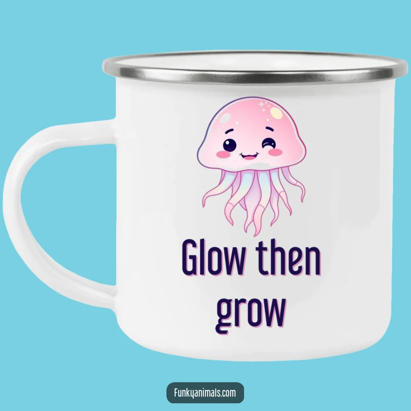 Funny Sparkling Jellyfish Goofy Grin Camping Mug: Adventure with a Hilarious Smile