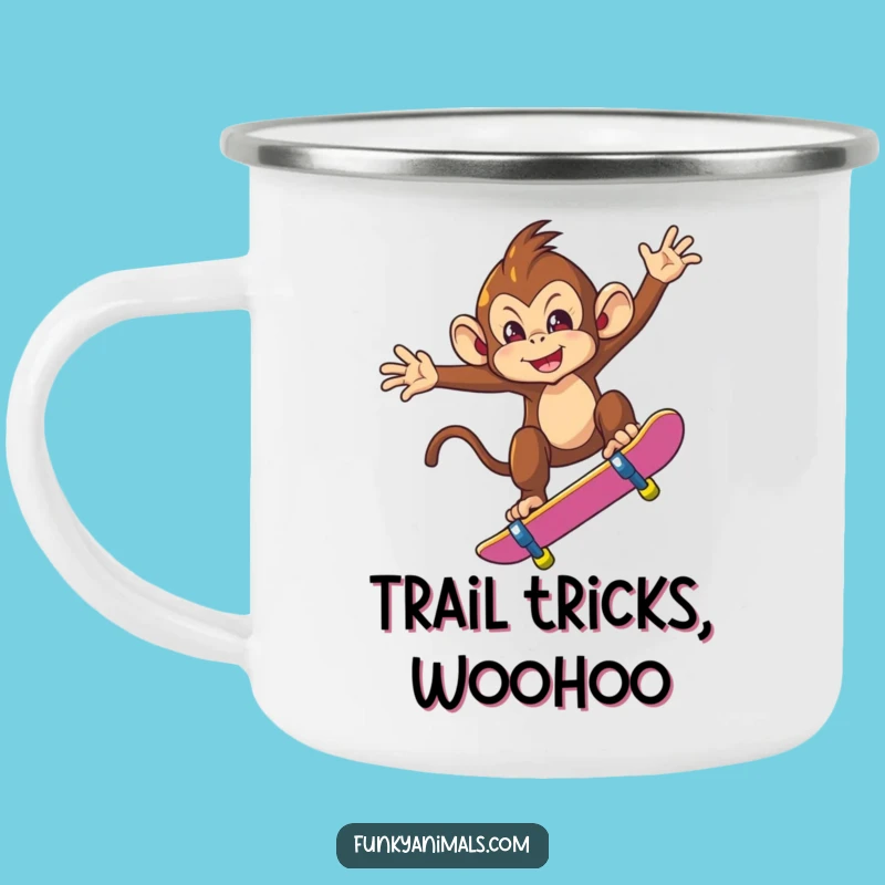 Funny Monkey Skateboarder Camping Mug - Adventure Fuel for Laughs