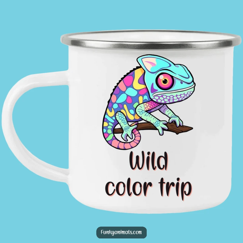 Funny Chameleon Camping Mug: Vibrant Colors for Outdoor Adventures