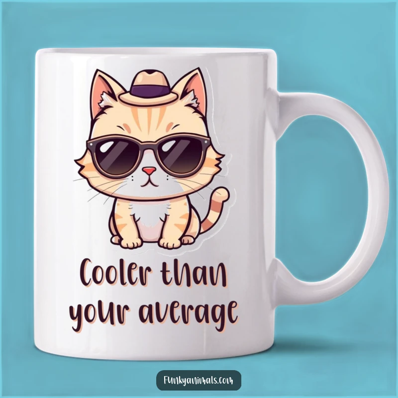 Funny Cool Cat Mug: Sunglasses & Fedora, Perfect Gift for Cat Lovers