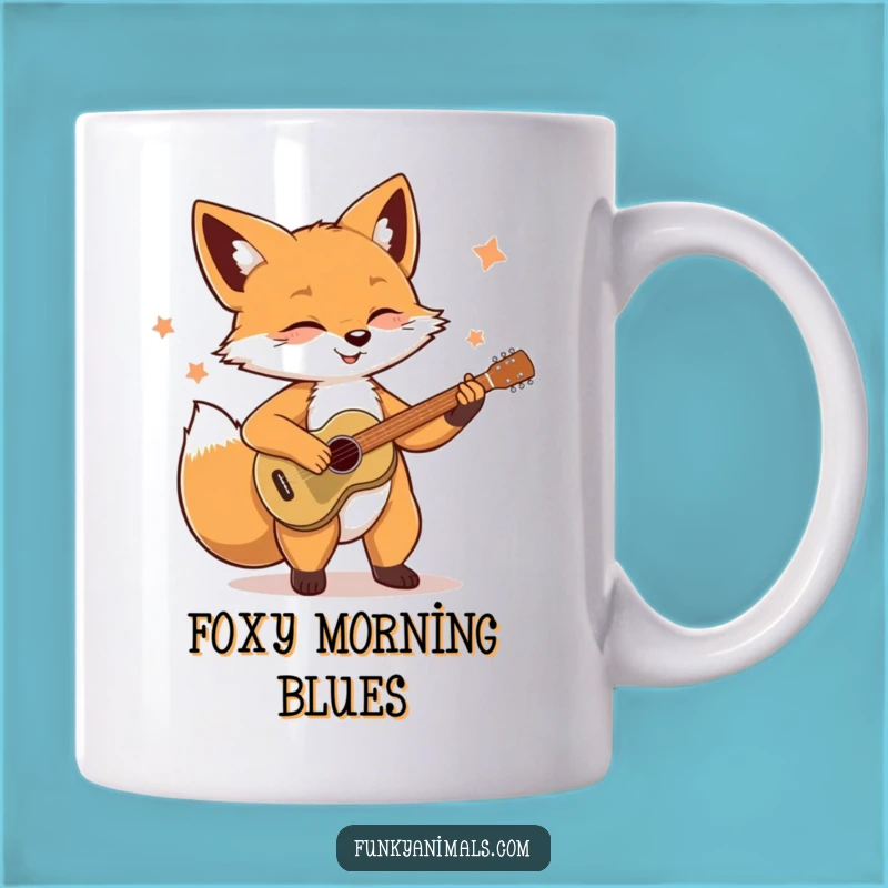 Funny Soulful Fox Mug: Guitar Strumming Musician, Perfect Gift for Music Lovers