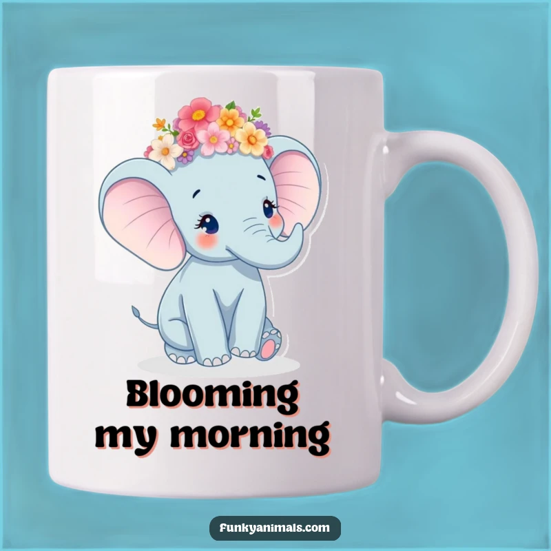 Funny Elephant Flower Crown Mug: Whimsical Twirl, Joyful Gift Idea
