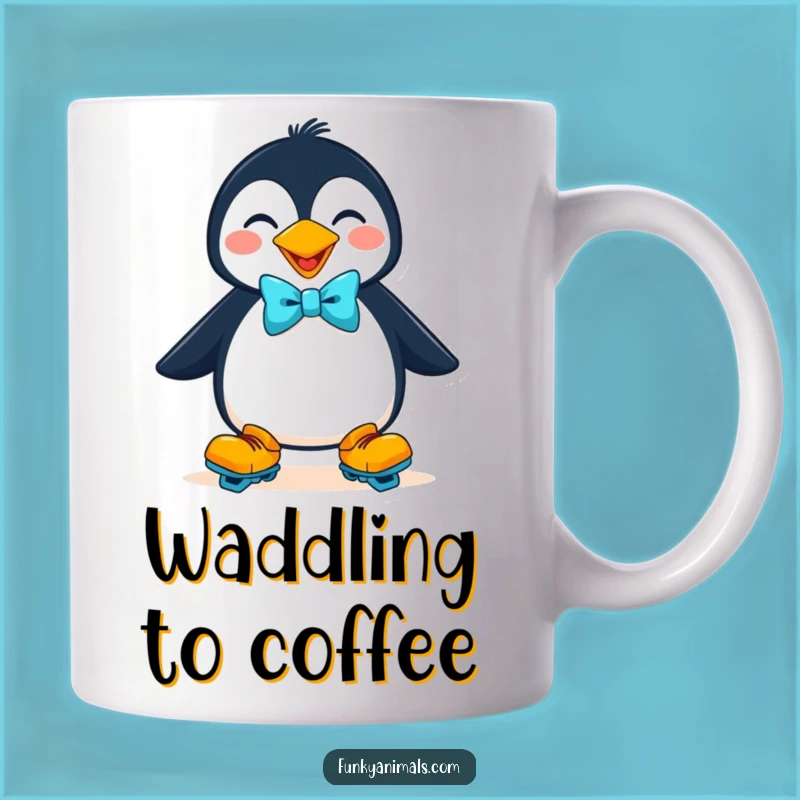 Funny Penguin Roller Skater Mug, a Goofy Gift for Skating Fans
