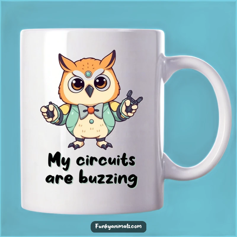 Funny Robot Owl Cub Mug - Stylish Bowtie Dancer, Perfect Humorous Gift