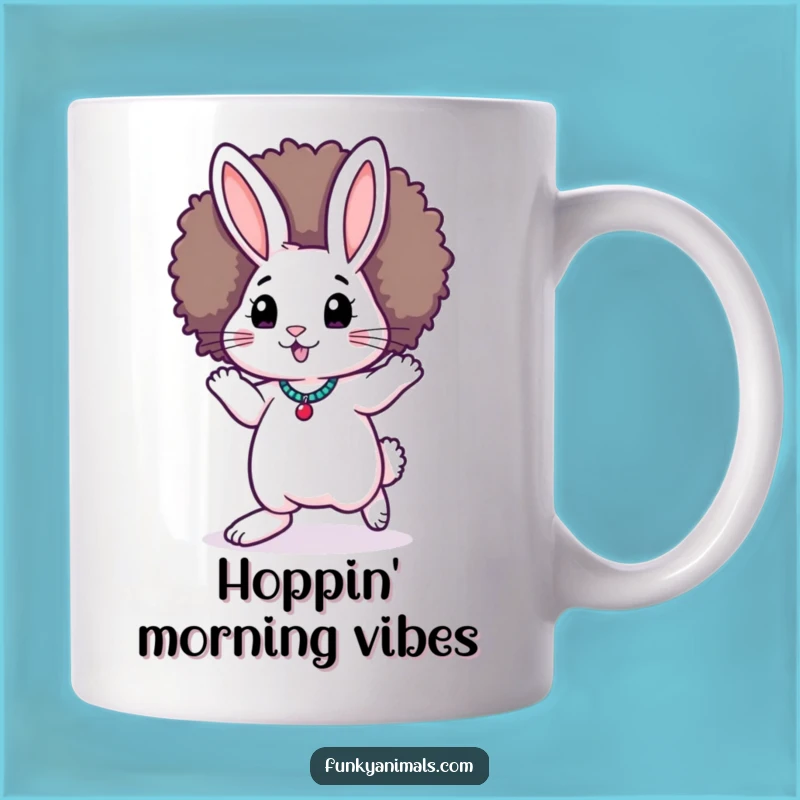 Funny Funky Rabbit Mug: Afro Moonwalk Dancer, Perfect Gift for Retro Fans