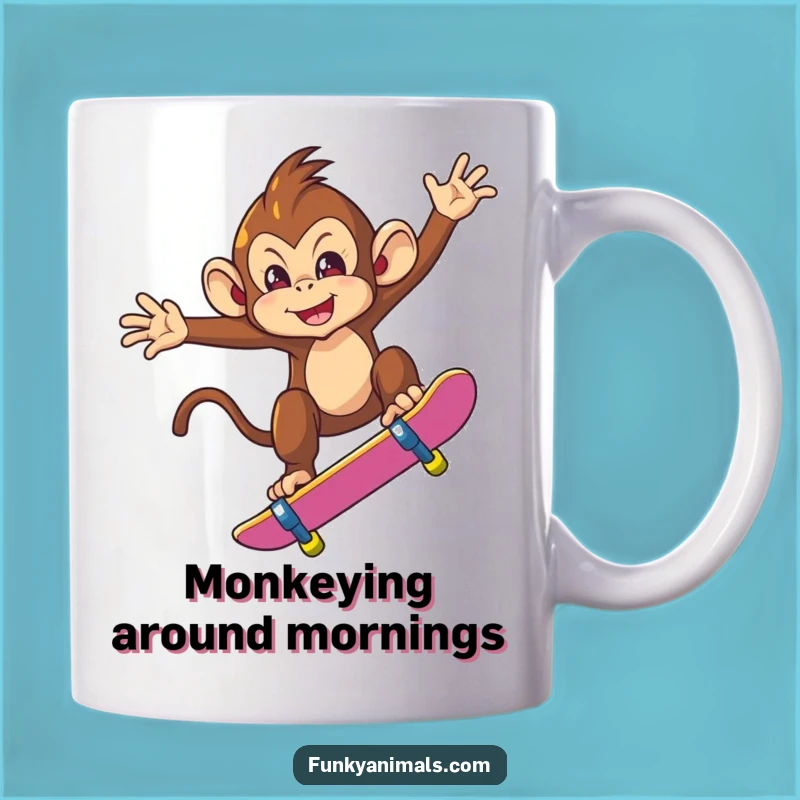 Funny Monkey Skateboarder Mug - Hilarious Trickster Gift for Cool People