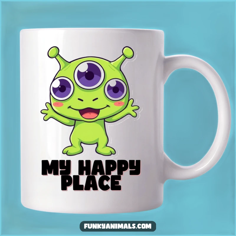 Funny Green Alien Boogie Mug - Hilarious Three-Eyed Creature Gift!