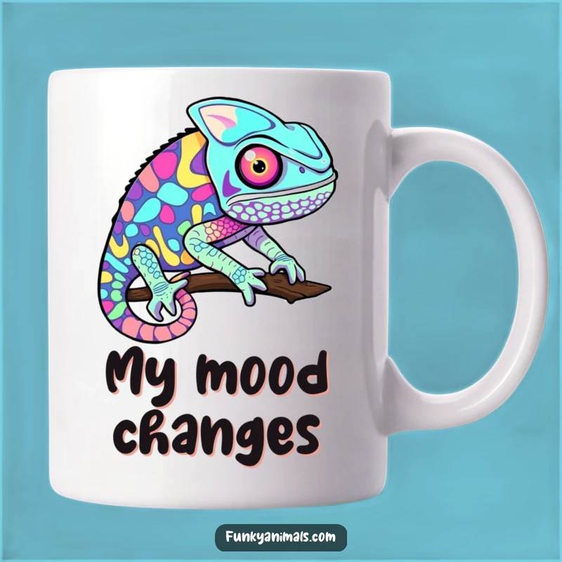 Funny Chameleon Mug: Psychedelic Colors for a Trippy, Fun Gift