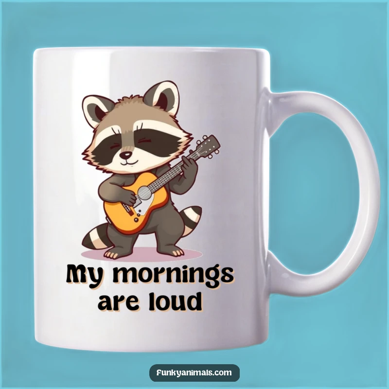 Funny Rocking Raccoon Mug - Tiny Guitar Star, Perfect Humorous Gift