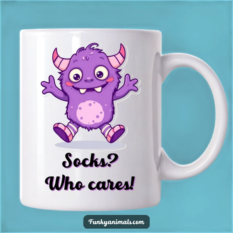 Funny Purple Monster Mug - Mismatched Socks Silly Dance Creature Gift!