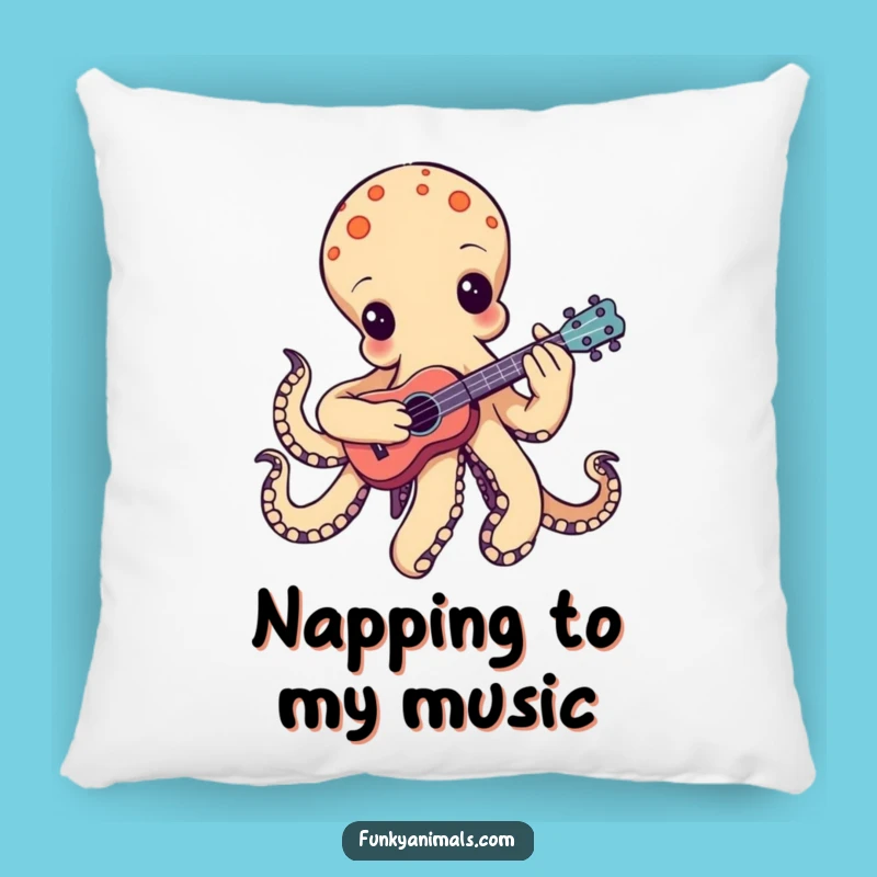 Comfy Funny Groovy Octopus Ukulele Pillow: Cozy Musical Charm