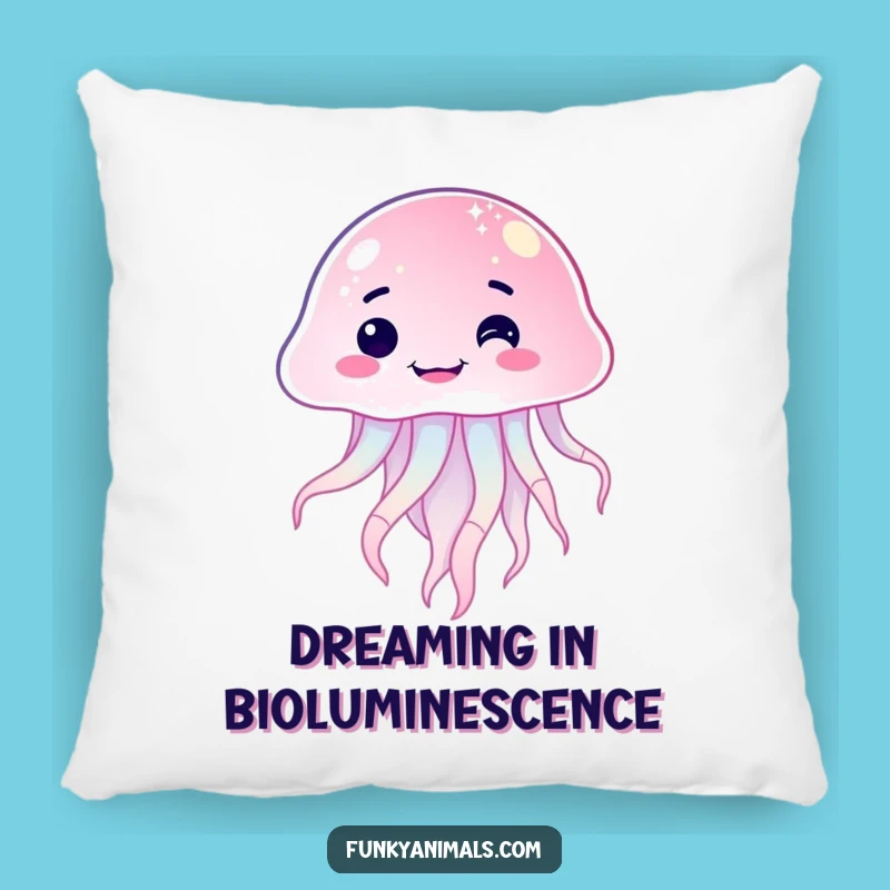 Comfy Funny Sparkling Jellyfish Goofy Grin Pillow: Adorable and Hilarious Decor