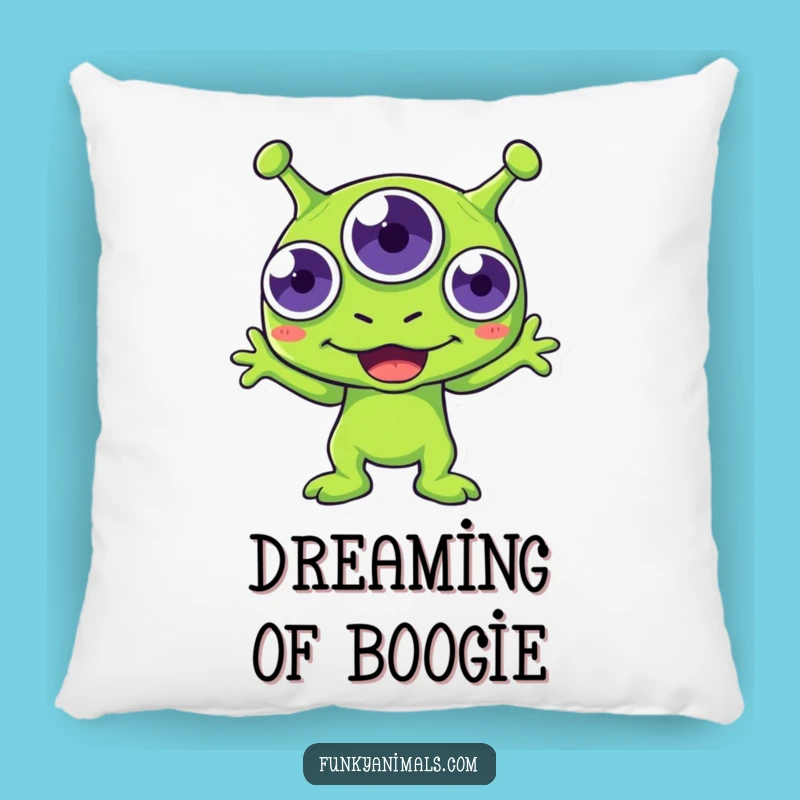 Funny Green Alien Boogie Pillow - Comfy Three-Eyed Creature Cushion!