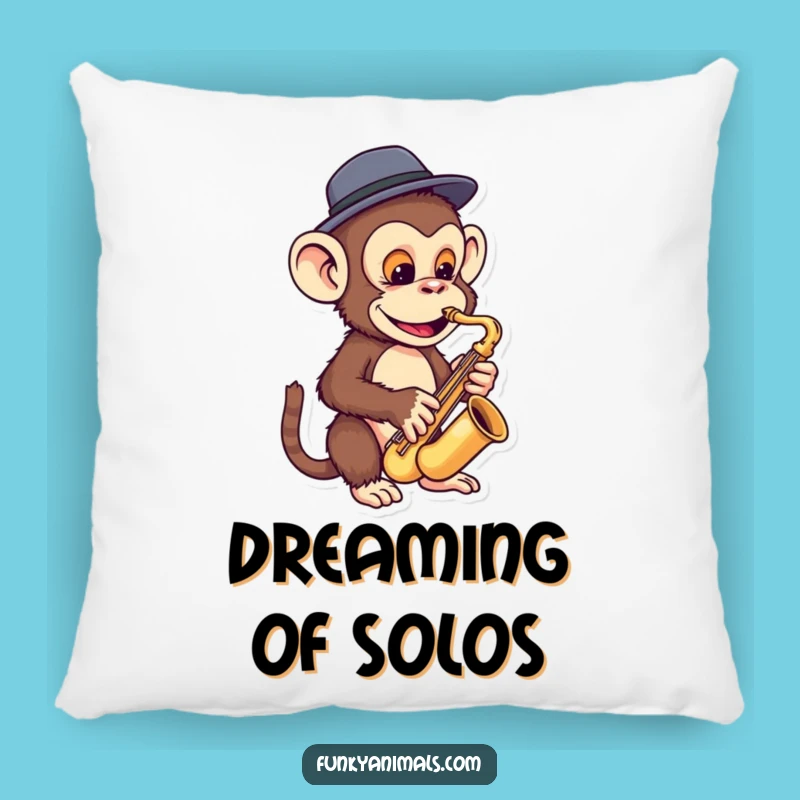 Funny Monkey Sax Pillow: Funky Fedora Player, Hilarious Jazz Ape Cushion Gift