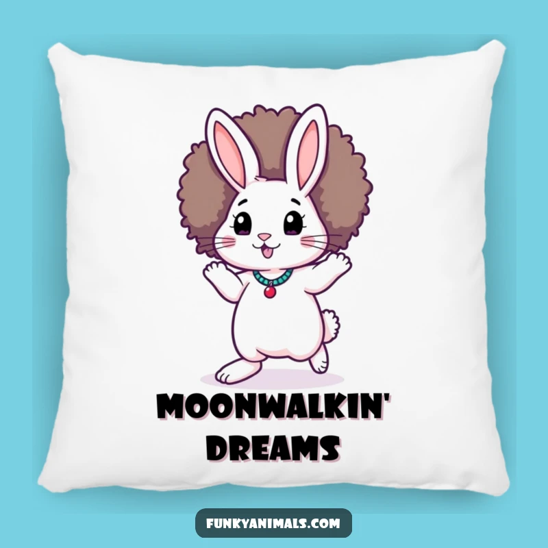 Funny Funky Rabbit Pillow: Afro Moonwalk Cushion, Hilarious Home Decor Gift