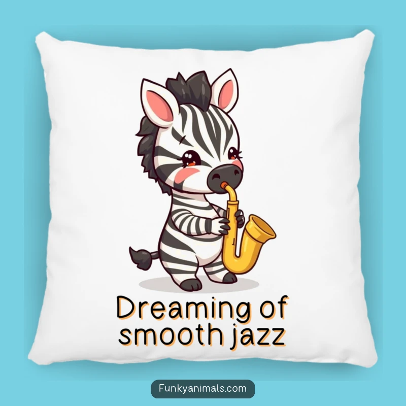 Funny Jazzy Zebra Cub Pillow: Cozy Music & Flair - Comfy Funny Gift