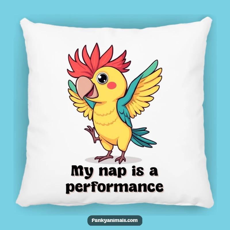 Funny Parrot Dance Pillow: Wild Feathered Dancer, Hilarious Bird Accent Cushion Gift