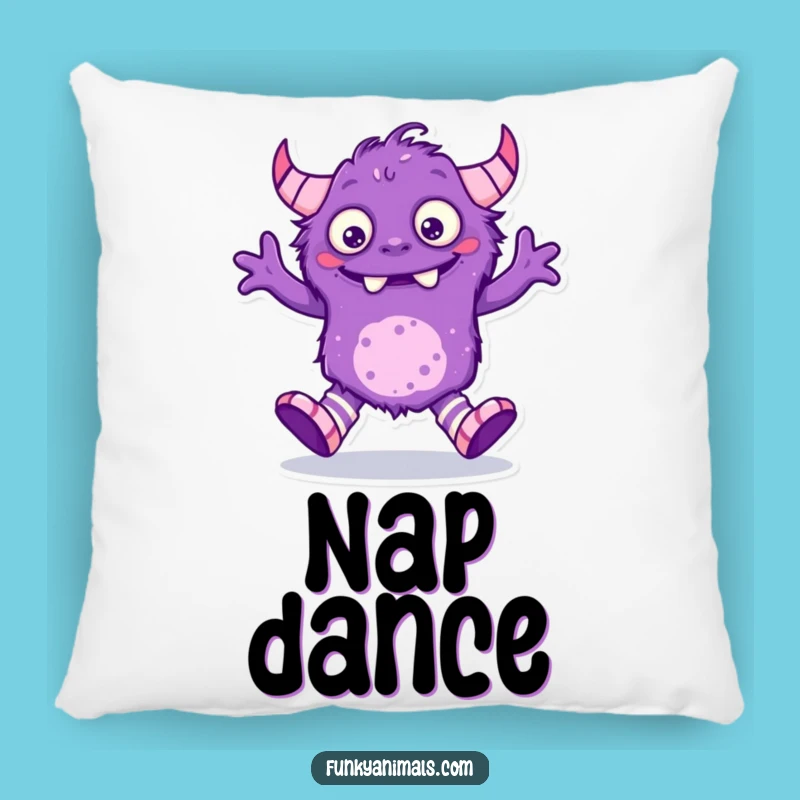 Funny Purple Monster Pillow - Comfy Mismatched Socks Dancing Creature Cushion!