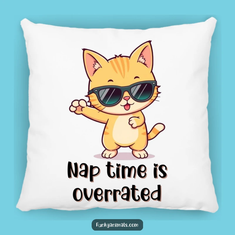 Funny Cool Cat Groovy Pillow: Comfy Comfort with a Funky Twist!