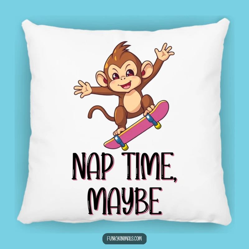 Funny Monkey Skateboarder Pillow - Comfy & Hilarious Accent for Your Couch
