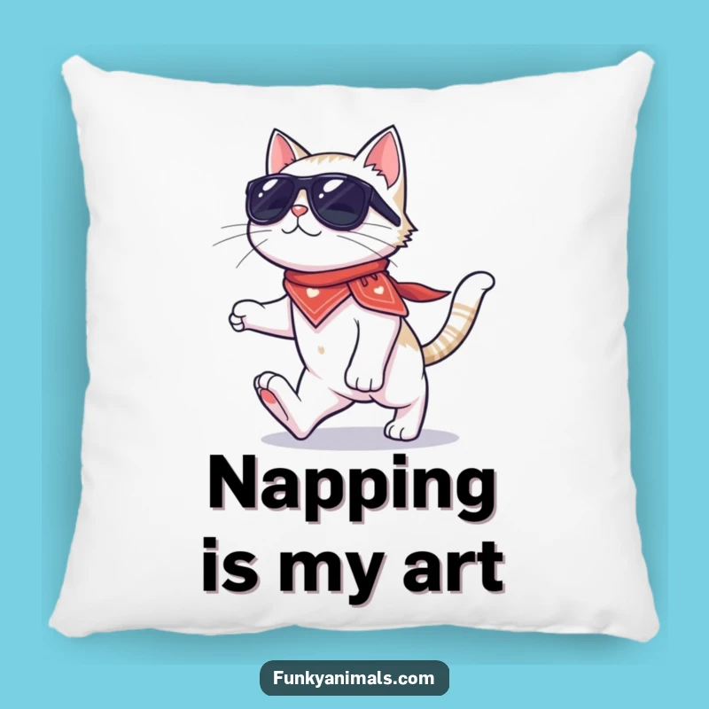 Funny Cat Moonwalk Pillow: Cool Sunglasses Cat, Hilarious Dancer Cushion Gift