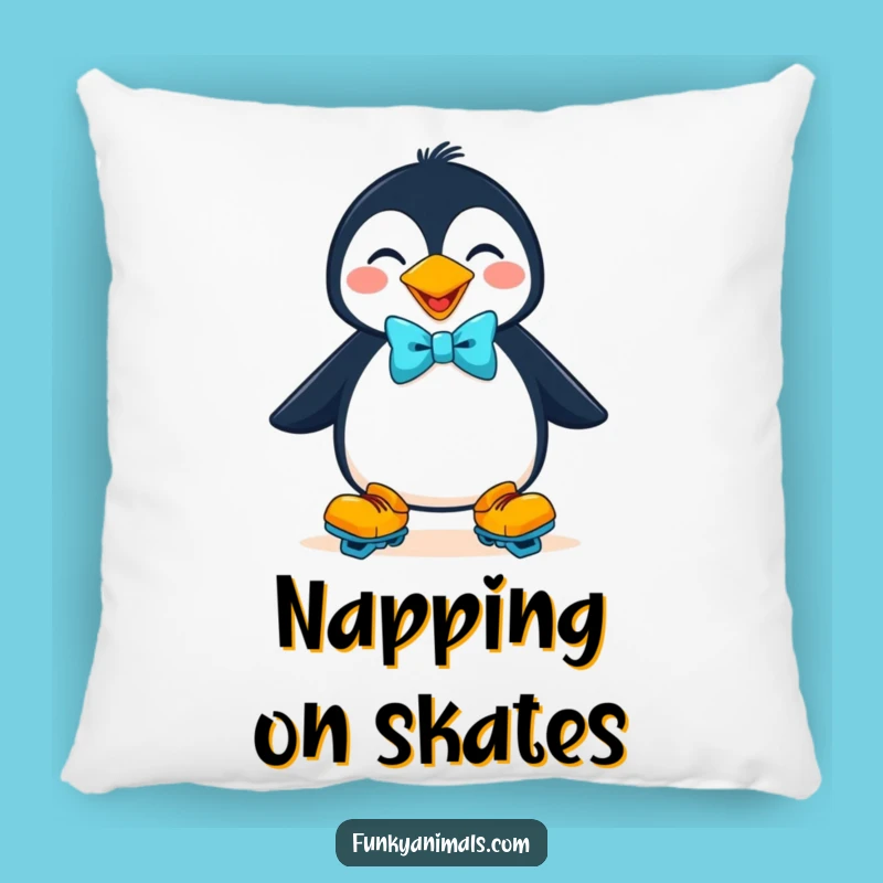 Funny Penguin Roller Pillow, Cozy Goofy Cushion, Fun Gift