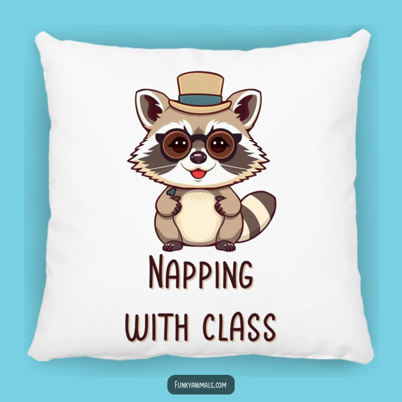 Cozy Funny Raccoon Gentleman Pillow: Snuggle Up in Dapper Style!
