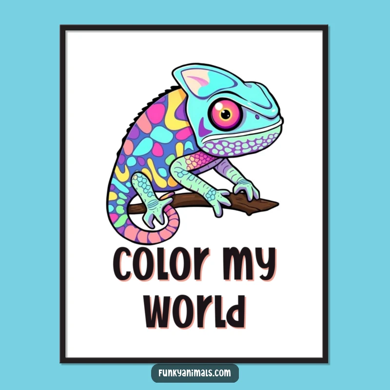Funny Chameleon Digital Art: Psychedelic Colors for a Vibrant Home