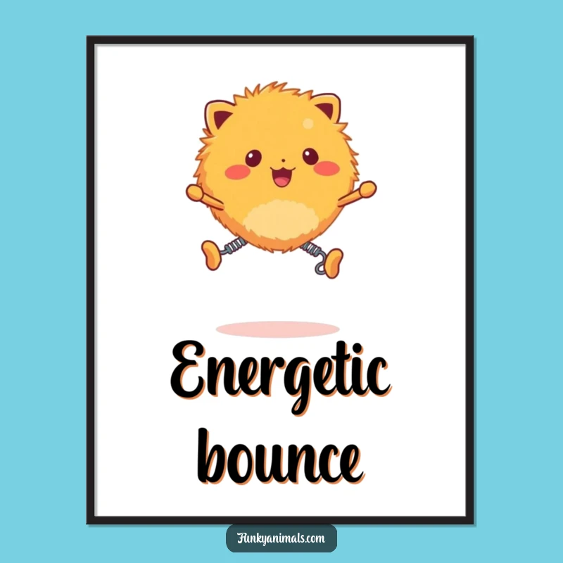 Funny Fuzzy Orange Creature Digital Art - High-Res Spring Legs Bouncing Creature Print!