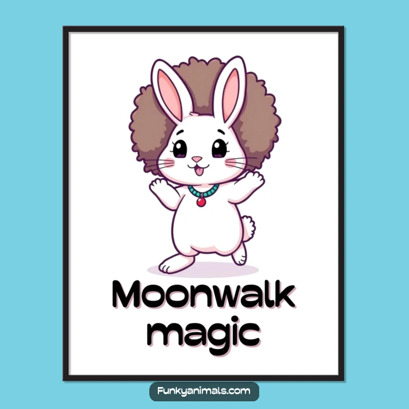 Funny Funky Rabbit Digital Art: Afro Moonwalk Download, Hilarious Instant Gift