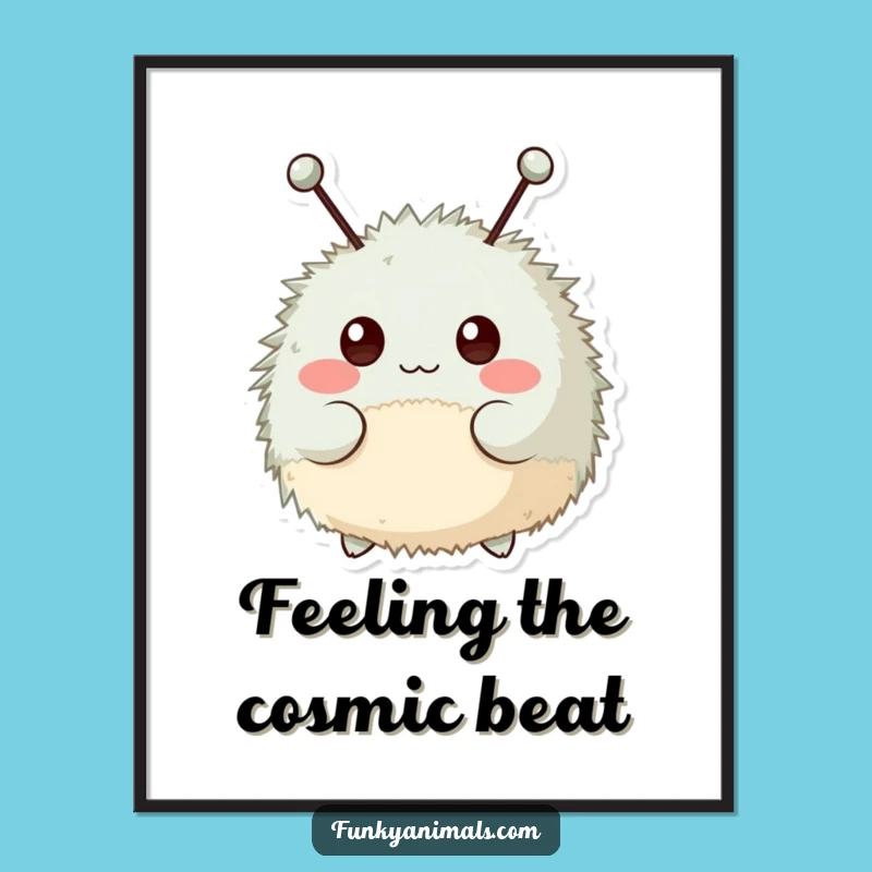 Funny Fuzzy Creature Digital Print: Instant Rhythmic Joy