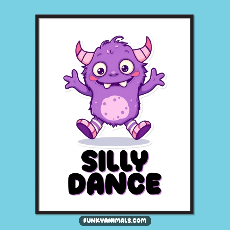 Funny Purple Monster Digital Art - High-Res Mismatched Socks Dancing Creature Print!