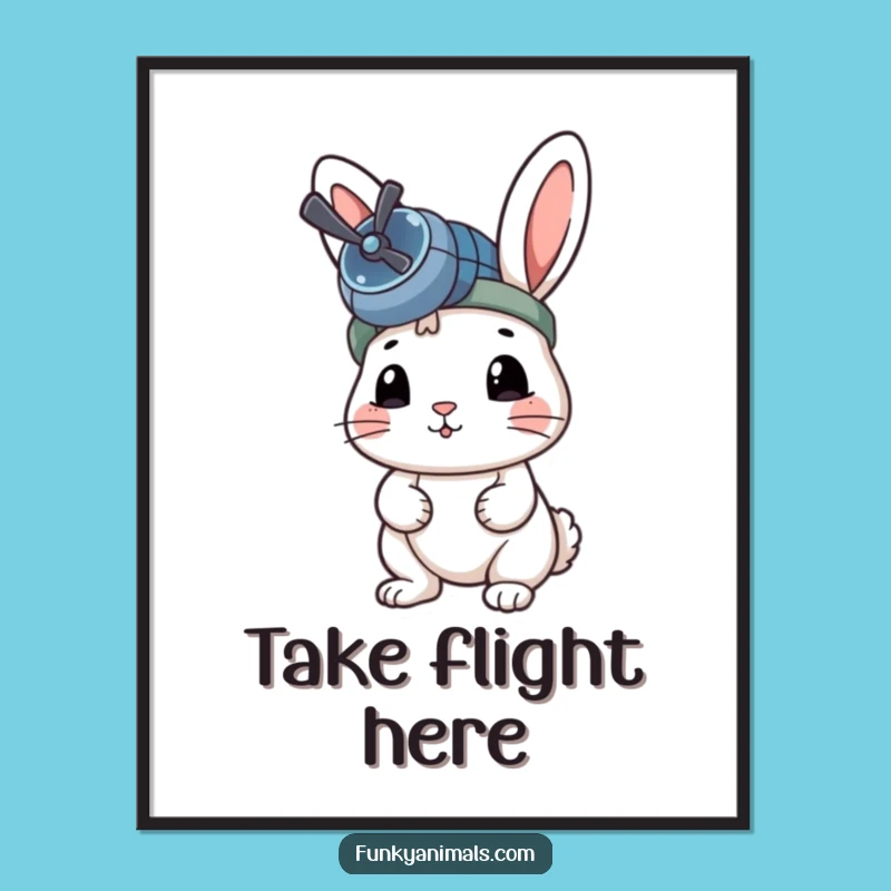 Funny Rabbit Digital Art: Ready for Takeoff, Instant Adventure Gift