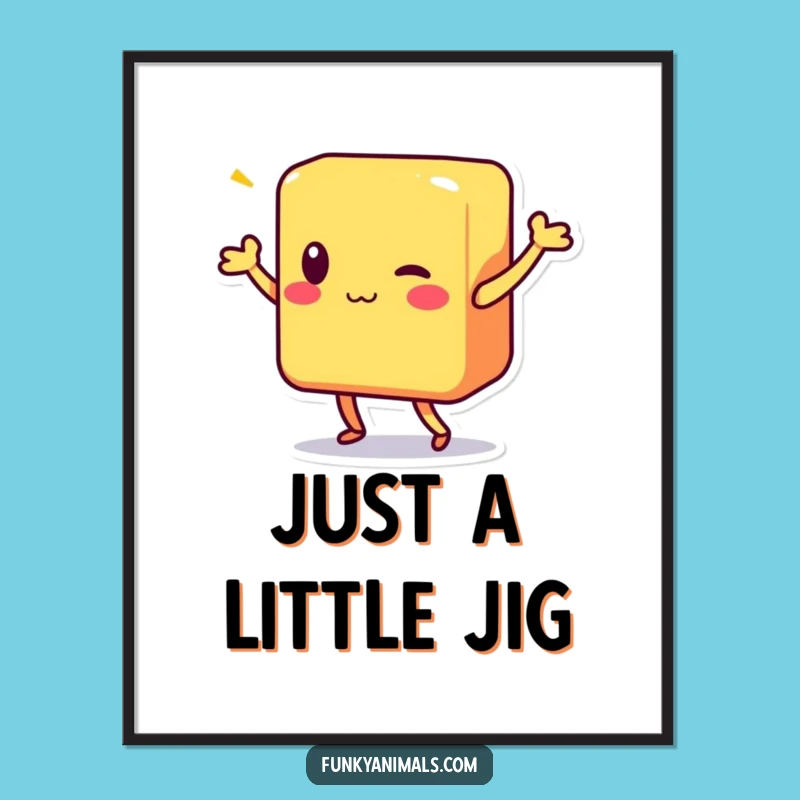 Funny Shimmy Block Character Digital Print: Instant Joy for Your Space