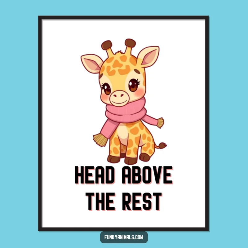 Funny Hip Giraffe Cub Digital Art: Style & Scarf - Instant Funny Gift